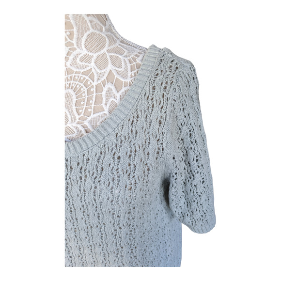 NEW SWTR Macrame Short Sleeve Crew 901 | MIST M - Picture 5 of 8